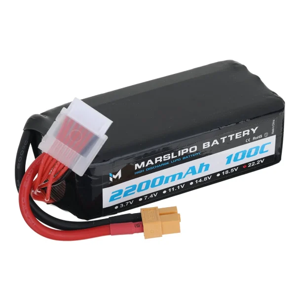MARSLIPO 22.2V 2200mAh 100C 6S Lipo Battery XT60 Plug for RC Drones - Image 2