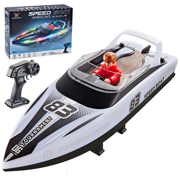 HXJRC HJ821 2.4G RC Boat Capsized Reset High Speed LED Light Speedboat Waterproof Dual Motors Electric Racing Vehicles Models Lakes Pools Remote Control Toys - Image 2