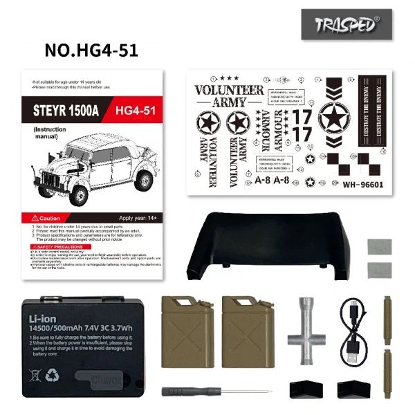 HG HG4-51 TRASPED 1/18 2.4G 4WD RC Car STEYR 1500A Command Vehicle LED Light Simulated Sound Smoke Crawler Off-Road Climbing Truck RTR Full Proportional Models Toys - Image 8