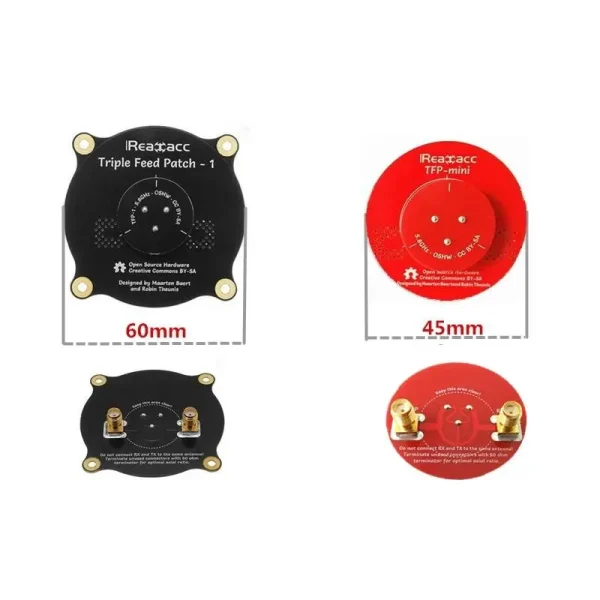 Realacc RHCP Pogoda Antenna + TFP-Mini Triple Feed Patch 45mm Black 5.8G FPV Antenna For FPV RC Drone