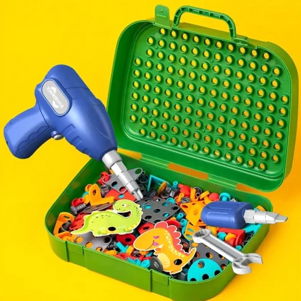 230pcs Dinosaur Simulation Suitcase Screws Educational Toys Assembled Electric Drill DIY Repair Disassembly Toolbox Boys Girls Play House - Image 5