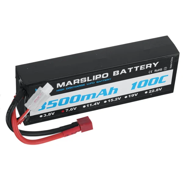MARSLIPO 7.6V 8500mAh 100C 2S Lipo Battery T Plug for RC Car - Image 2