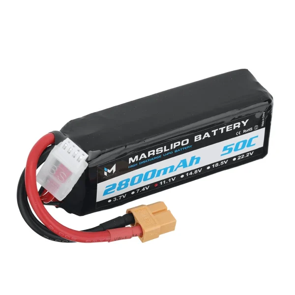 MARSLIPO 11.1V 2800mAh 50C 3S Lipo Battery XT60 Plug for RC Drone - Image 2