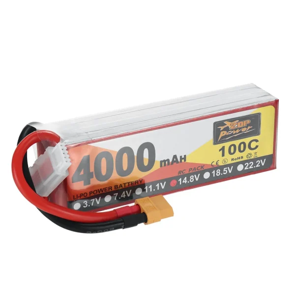 ZOP Power 14.8V 4000mAh 100C 4S LiPo Battery XT60 Plug for RC Drone - Image 4