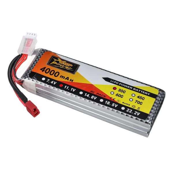 ZOP Power 11.1V 4000mAh 30C 3S LiPo Battery T Plug for RC Car - Image 3