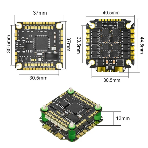 30.5*30.5mm Aocoda-RC F465 V4 Stack Build-in F405 V4 Flight Controller with 5V 9V BEC Output & 65A 32Bit 3-8S ESC for RC FPV Racing Drone - Image 3