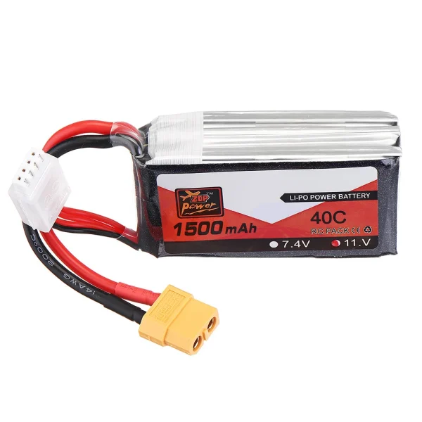 2Pcs ZOP Power 11.1V 1500mAh 40C 3S Lipo Battery XT60 Plug - Image 2