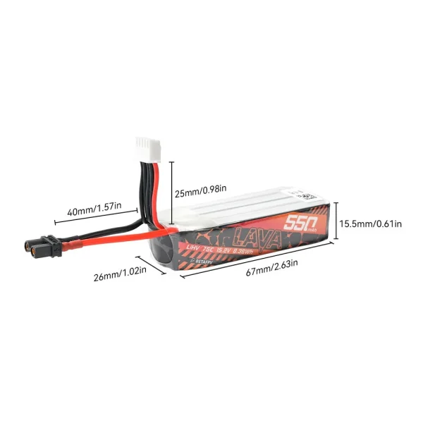2PCS BETAFPV LAVA 2S/3S/4S 550mAh 75C Battery XT30 for Meteor85/Pavo Pico/Pavo20/Pico FPV Racing Drone - Image 5