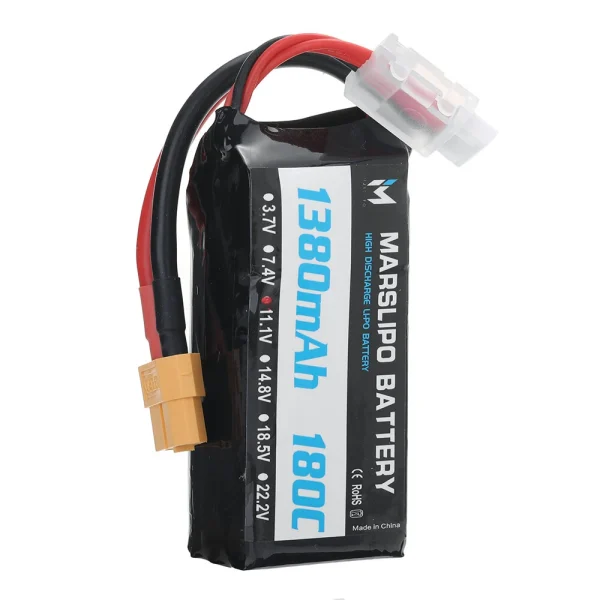 MARSLIPO 11.1V 1380mAh 180C 3S Lipo Battery XT60 Plug for RC Drones - Image 6