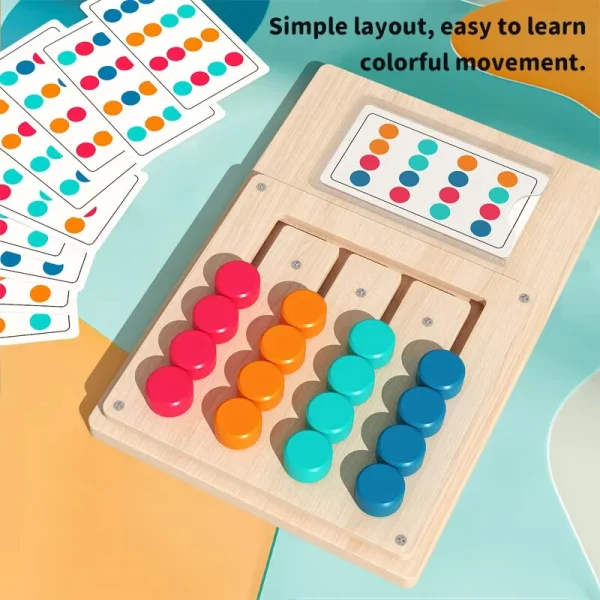 Montessori Cognitive Learning Toy for Kids Wooden Color Shape Toy Early Brain Stimulation Logical Enlightenment Hand-eye Coordination Thinking Educational Toy - Image 5