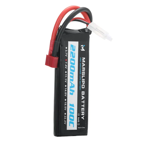 MARSLIPO 7.4V 2200mAh 100C 2S Lipo Battery T Plug with XT60 Adapter for RC Models - Image 6