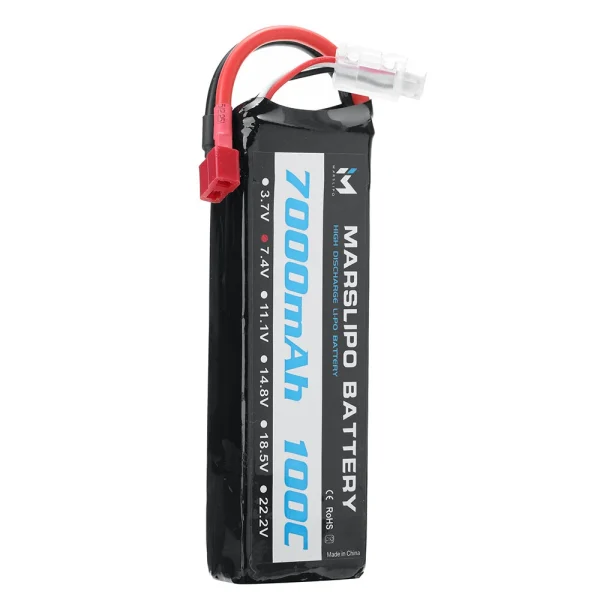 MARSLIPO 7.4V 7000mAh 100C 2S Lipo Battery T Plug with XT60 Adapter for RC Model Toys - Image 4