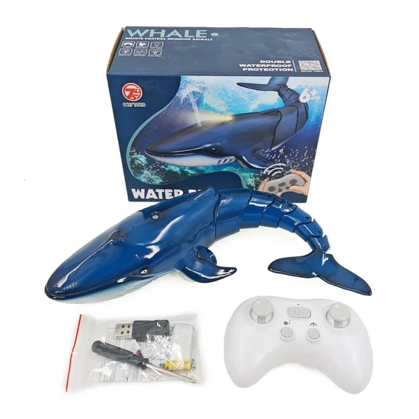 18002 Simulation Double Waterproof Automatic Cruise Spraying Whale Remote Control RC Boat Toy - Image 8
