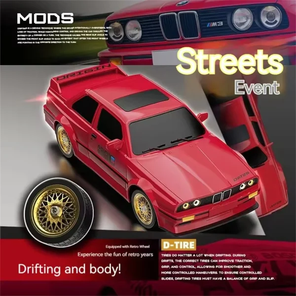 KAMTOM KM777A RTR 1/16 2.4G 4WD Drift RC Car Mini Race LED Light Retro E30 Sports High Speed Racing On-Road Electric Remote Radio Control Vehicles Model RTR Child Toys Boys Kids Gifts - Image 7