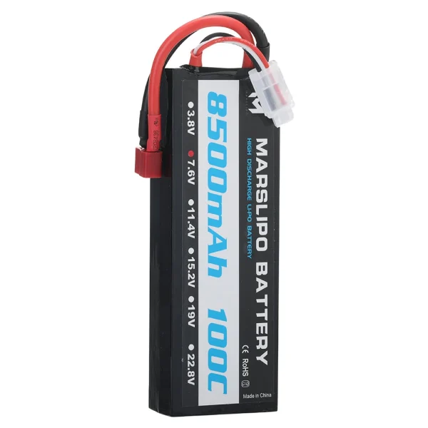 MARSLIPO 7.6V 8500mAh 100C 2S Lipo Battery T Plug for RC Car - Image 6