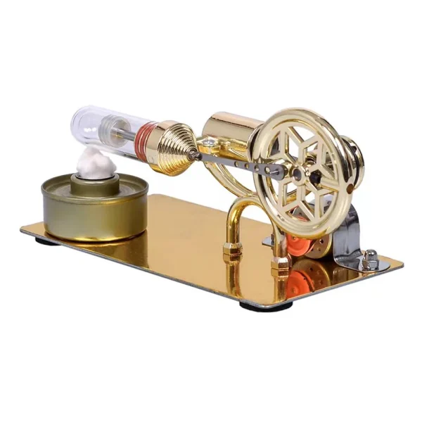K211 Golden/Colorful Metal Hot Air Stirling Engine Model with Bulb Physics Experiment Science Discovery Production Invention Desktop Decorations Collection Toys - Image 5