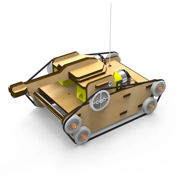 Wooden Remote Control Tank Assembly Kit DIY Set Children's Science Discovery Experiment Tools Toys - Image 2
