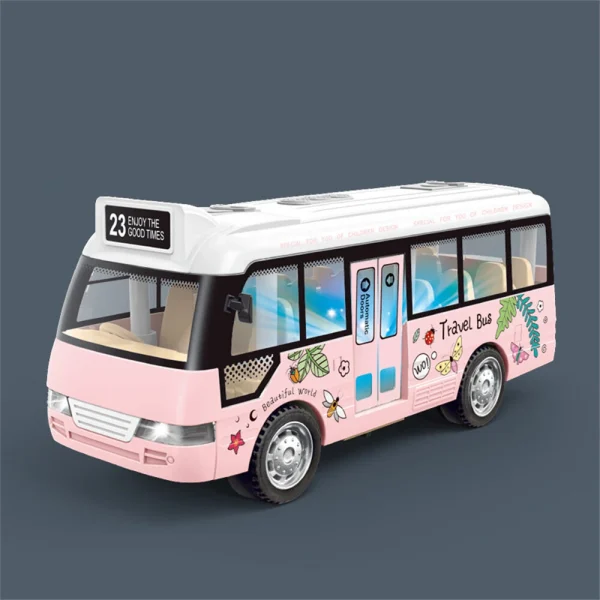 Children's Inertia Toy Car Route 23 City Bus School Bus Model with Sound Light Music Openable Doors Friction Powered Play Gift - Image 2