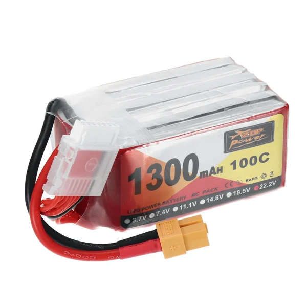 ZOP Power 22.2V 1300mAh 100C 6S LiPo Battery XT60 Plug for Geprc Cinelog35 V2 Darwinfpv Hulk RC FPV Racing Drone - Image 2
