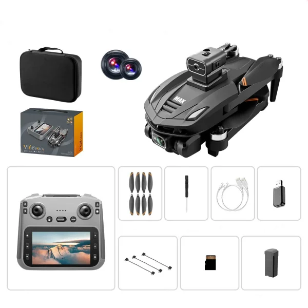 WLRC V168 MAX GPS 5G WiFi FPV with 5.9inch LCD Screen Controller 720P HD Dual Camera Servo Gimbal 360 Intelligent Obstacle Avoidance Optical Flow Hover Brushless Foldable RC Drone Quadcopter RTF - Image 9