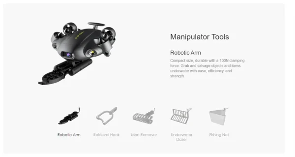 FIFISH V6E M100A w/ Robotic Arm Underwater Drone VR Real-Time Tracking Productivity Tool 4K UHD Camera 100m Depth Rating 4 Hours Working Time - Image 2