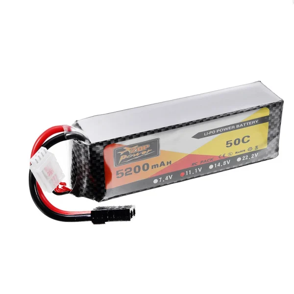ZOP Power 11.1V 5200mah 50C 3S Lipo Battery TRX Plug for Wltoys 1/8 RC Car - Image 2