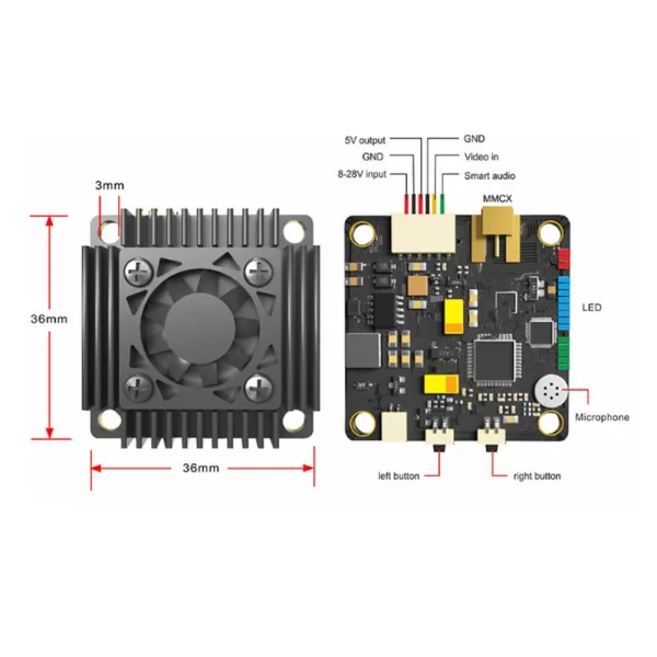 AKK Ultra 5.8Ghz FPV Goggles 250mW/1000mW/2000mW/3000mW10Km VTX with Fan MIC Smart Audio 30.5*30.5mm for RC Drones Airplane Long Rang - Image 3
