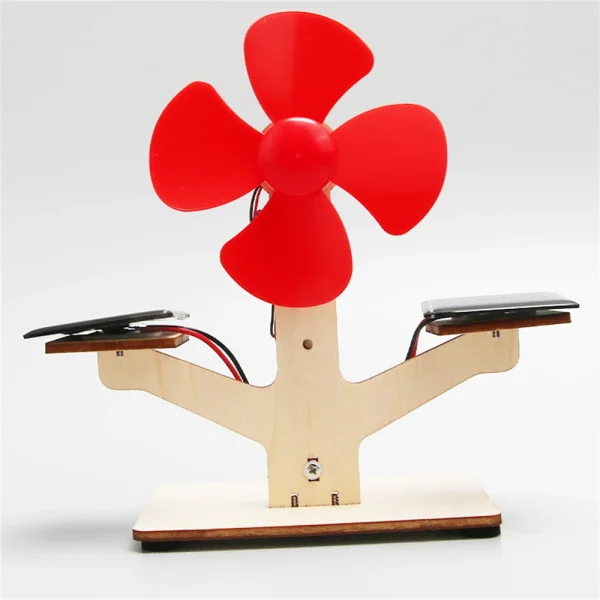 Wooden Solar Power Fan Model Assembly Kit DIY Children's Science Experiment Education Puzzle Toy Student Technology Small Production - Image 2