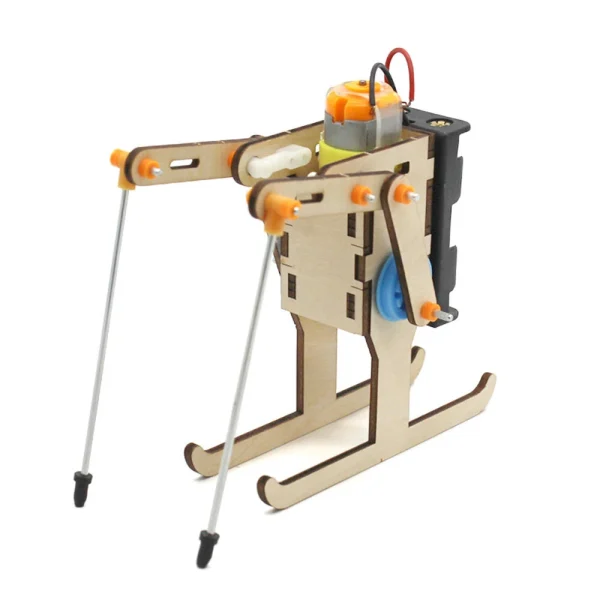 Wooden Ski Robot Model Assembly Kit DIY Children's Science Experiment Education Toy Student Technology Small Production - Image 3