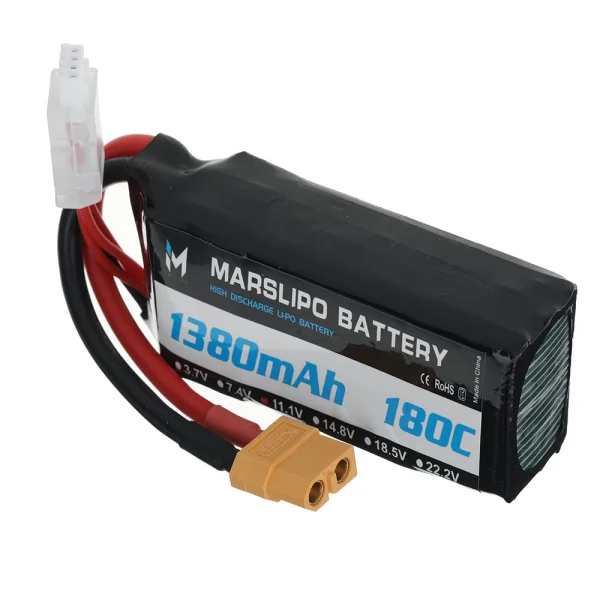 MARSLIPO 11.1V 1380mAh 180C 3S Lipo Battery XT60 Plug for RC Drones - Image 3