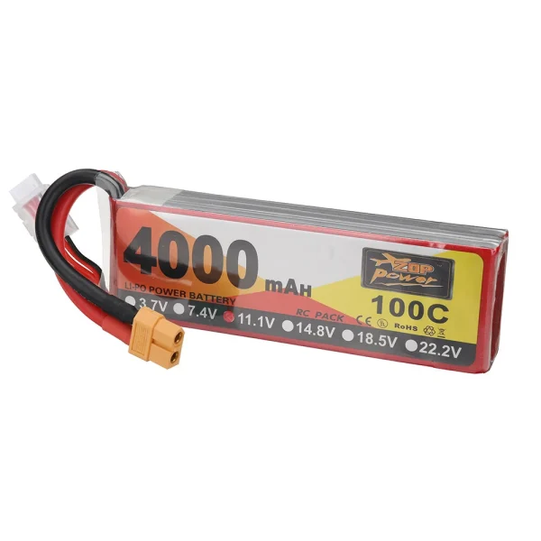 ZOP Power 11.1V 4000mAh 100C 3S LiPo Battery XT60 Plug for RC Drone - Image 2