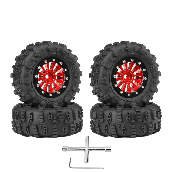 4PCS 1.3 Inches Tires Aluminum Alloy Wheel Rims Hubs for Land Rover TRX4M 1/18 Rock Crawler RC Cars Vehicles Models Spare Parts Accessories B Version - Image 2