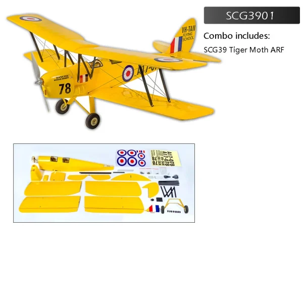 Dancing Wings Hobby SCG39 Tiger Moth ARF 800mm Wingspan Balsa Wood RC Airplane KIT/KIT+Power Combo - Image 6