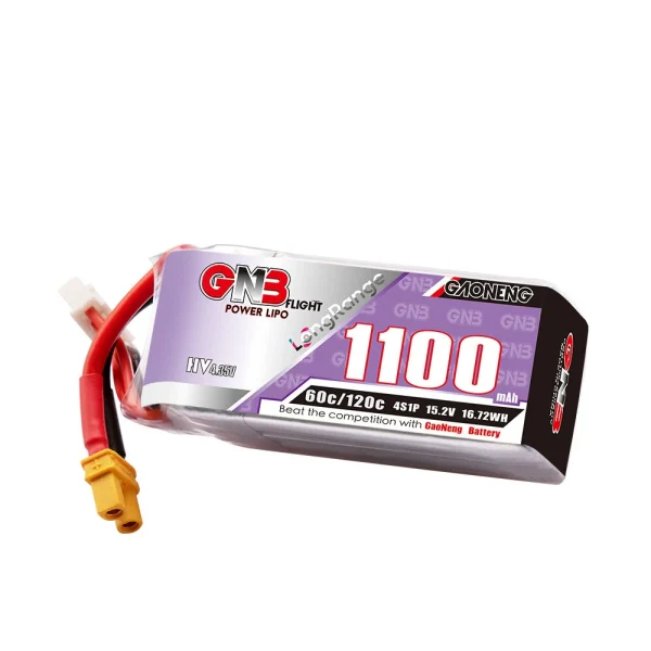 Gaoneng GNB 15.2V 1100mAh 60C 2S HV LiPo Battery XT30 Plug for RC Drone