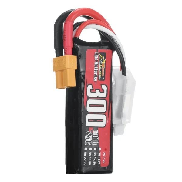 ZOP Power 7.4V 300mAh 75C 2S LiPo Battery With XT30 Plug for DarwinFPV BABY APE/PRO/V2 FPV Drone - Image 5