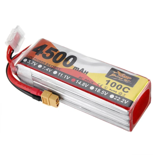 ZOP Power 14.8V 4500mAh 100C 4S Lipo Battery XT60 Plug for FPV RC Drone - Image 4