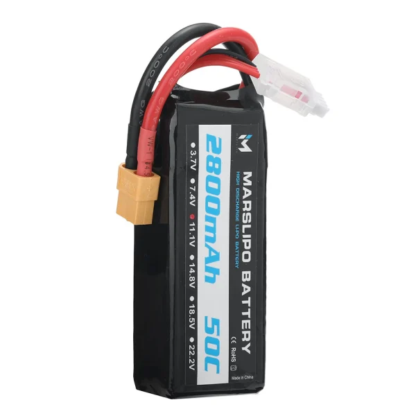MARSLIPO 11.1V 2800mAh 50C 3S Lipo Battery XT60 Plug for RC Drone - Image 6