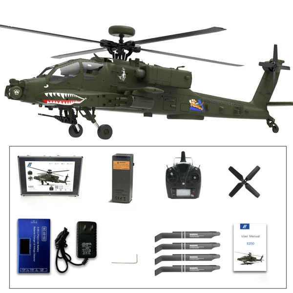 Eachine E250 AH-64 Apache 2.4G 6CH 3D 6-Axis Gyro Dual Brushless Motor 1:32 Scale Flybarless RC Helicopter Compatible With Futaba S-FHSS Protocol - Image 9