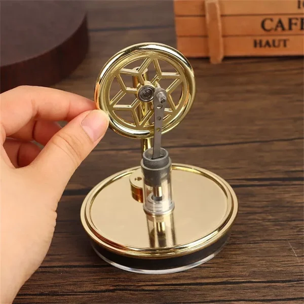 K311 Golden Mini Low Temperature Stirling Engine Model Aluminum Alloy Difference Steam Power Piston Physics Experiment Science Discovery Production Invention Desktop Decorations Collection Toys - Image 3