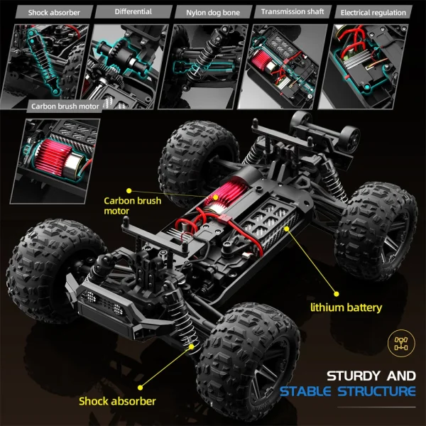 SMRC 8619 RTR 1/14 2.4G 4WD 38km/h RC Car High Speed Short Course Off-Road Truck LED Light Full Proportional Vehicles Models Toys - Image 3