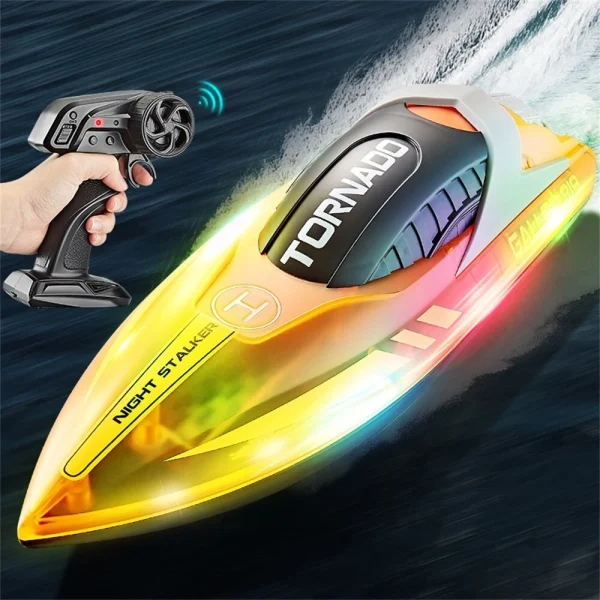 HXJRC HJ819 2.4G 4CH RC Boat High Speed LED Light Speedboat Waterproof 15km/h Electric Racing Vehicles Models Lakes Pools Remote Control Toys - Image 3