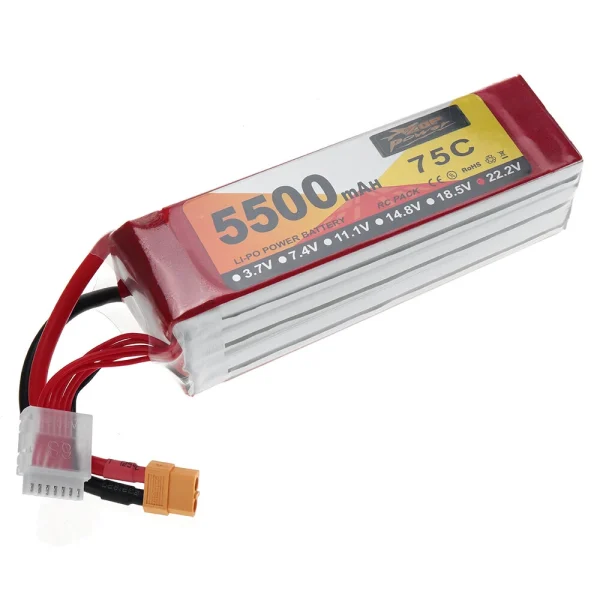 ZOP Power 22.2V 5500mAh 75C 6S LiPo Battery XT60 Plug for RC Drone - Image 3