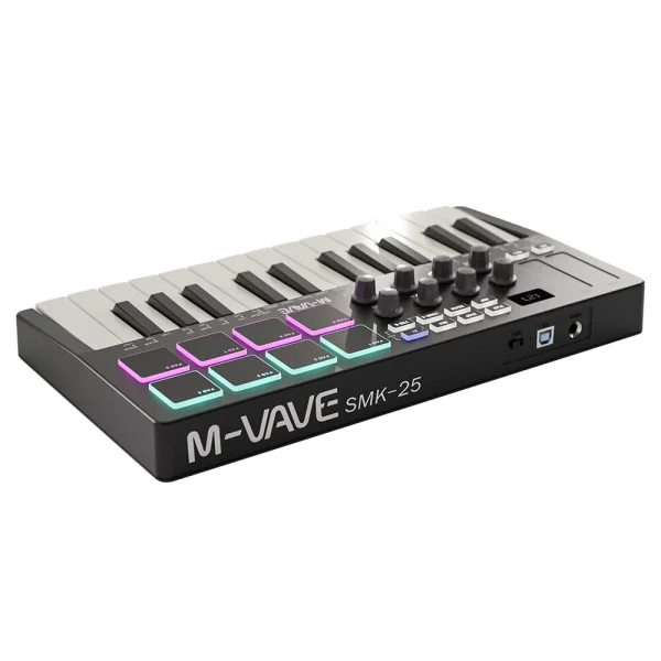 M-VAVE 25 Key MIDI Keyboard Controller 25 Velocitys-sensitive Keys 8 RGB Pads 8 Knobs Touch Strips Compatible - Image 2