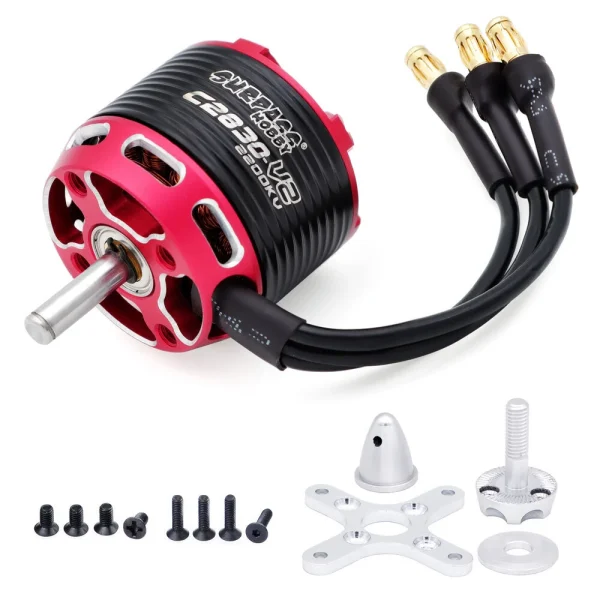 SURPASS-HOBBY C28 V2 600KV/750KV/800KV/850KV/880KV/1000KV/1120KV/1200KV/1300KV/1350KV/1400KV/1900KV/2200KV/2300KV Outrunner Brushless Motor for RC Airplane Fixed Wing - Image 8