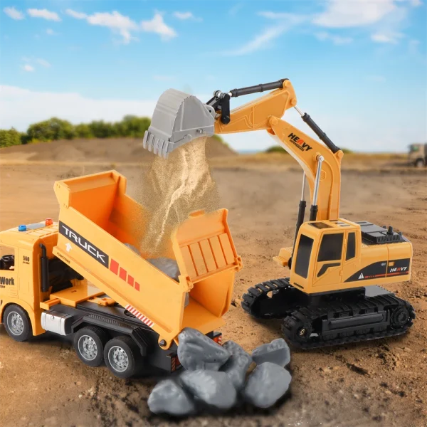 689-959A 1/20 2.4G 6CH RC Excavator+RC Dump Truck RTR for Children Toys - Image 4