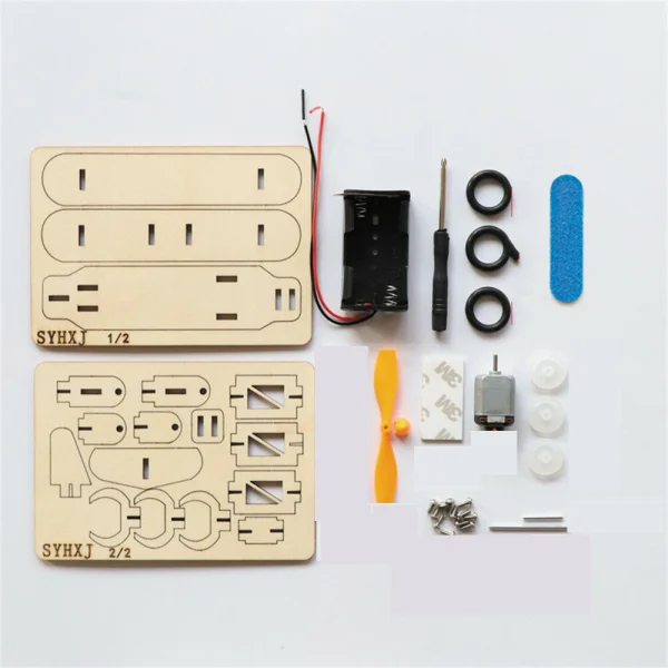 DIY Electric Taxiing Aircraft Model Toys Wooden plane Dual Motor Biplane for Children Small Inventions Scientific Experiments Gift Kids Assembled - Image 4