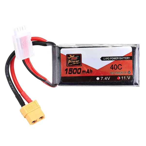 2Pcs ZOP Power 11.1V 1500mAh 40C 3S Lipo Battery XT60 Plug