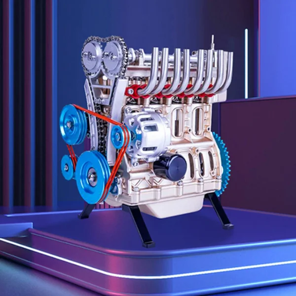 DM13 TECHING Car Engine Assembly Kit Full Metal 4 Cylinder Building Science Educational Toys Gift - Image 5