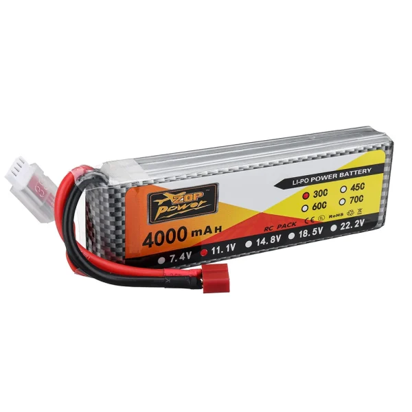 ZOP Power 11.1V 4000mAh 30C 3S LiPo Battery T Plug for RC Car - Image 2