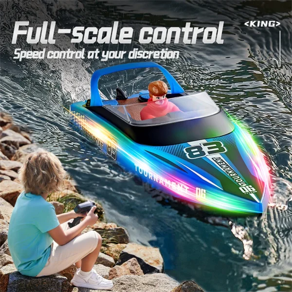 HXJRC HJ821 2.4G RC Boat Capsized Reset High Speed LED Light Speedboat Waterproof Dual Motors Electric Racing Vehicles Models Lakes Pools Remote Control Toys - Image 5